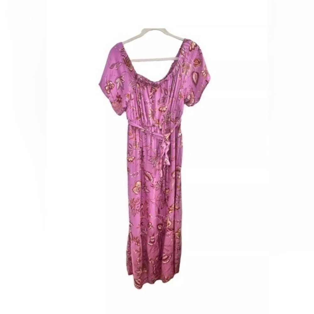 Isabel Maternity Maxi Dress Womens Small Off Shoulder Belted Floral Print NWT